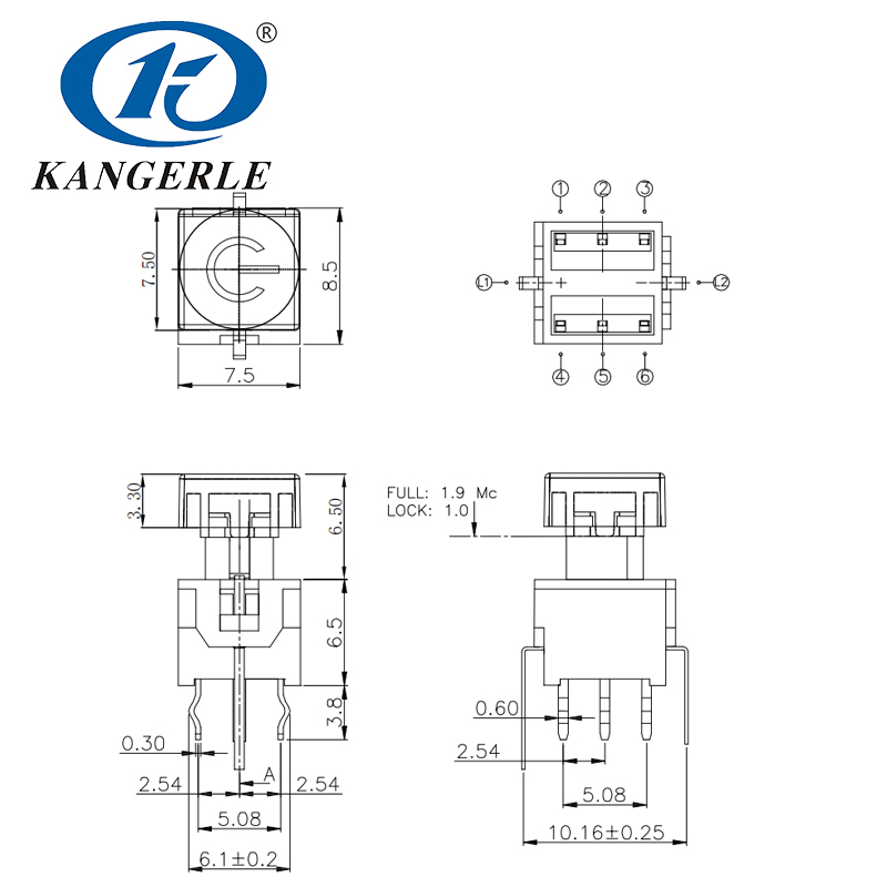 LED tact switch 8X8X12D插图