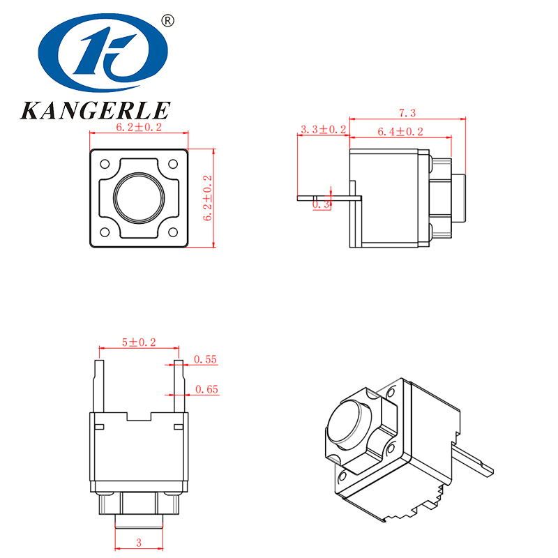 Tact switch KEL-E009 6.2×6.2×7.3H mouse switch插图