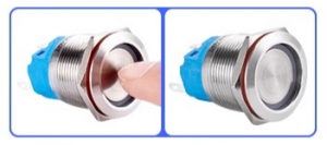 Latching metal push button switch: