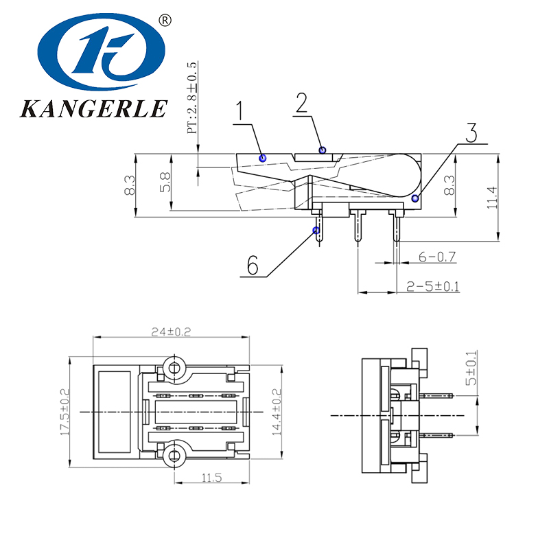 6 pins hook switch for landline telephone KW-5A-5DBL插图