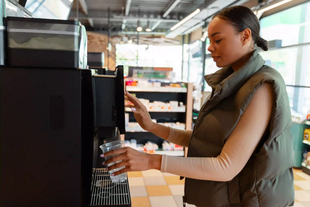 women and beverage dispenser