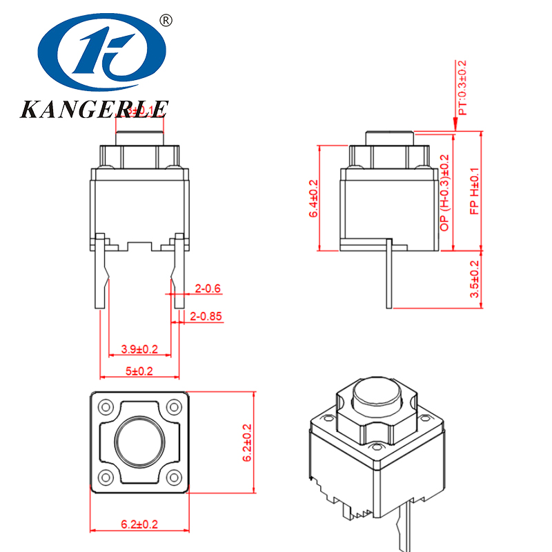 Tact Switch terminals with hooks KEL-E009-3插图