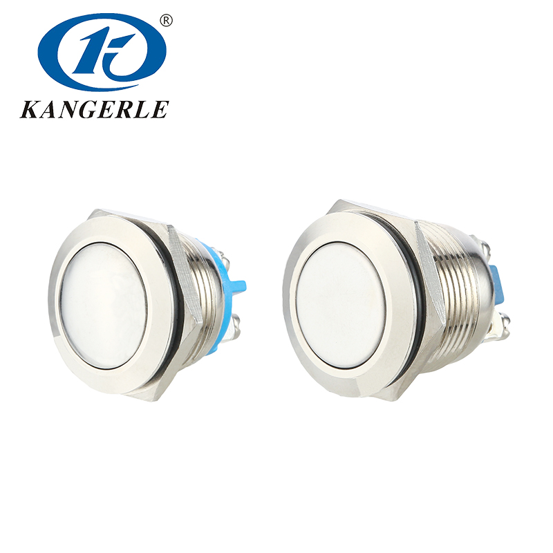 19mm momentary waterproof metal push button switch flat head