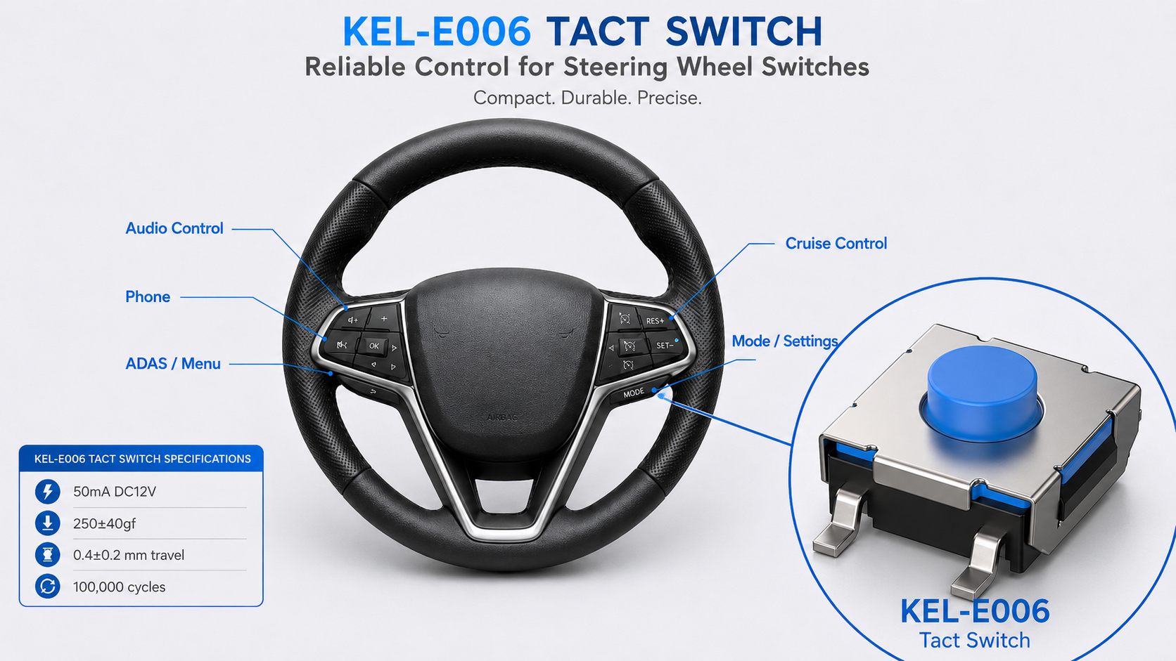 KEL-E006 Tact Switch for Steering Wheel Controls插图 KEL-E006 Tact Switch for Steering Wheel Controls
