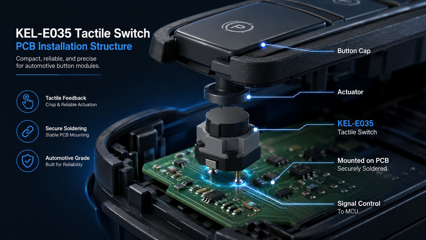 KEL-E035 Tact Switch for Automotive Center Consoles插图2 Tact Switch KEL-E035