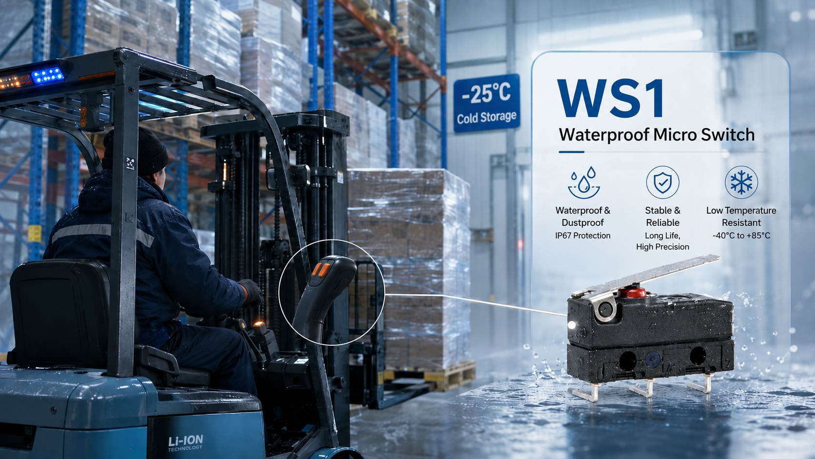WS1 Waterproof Micro Switch for Forklift Control插图 WS1 Waterproof Micro Switch for Forklift Control