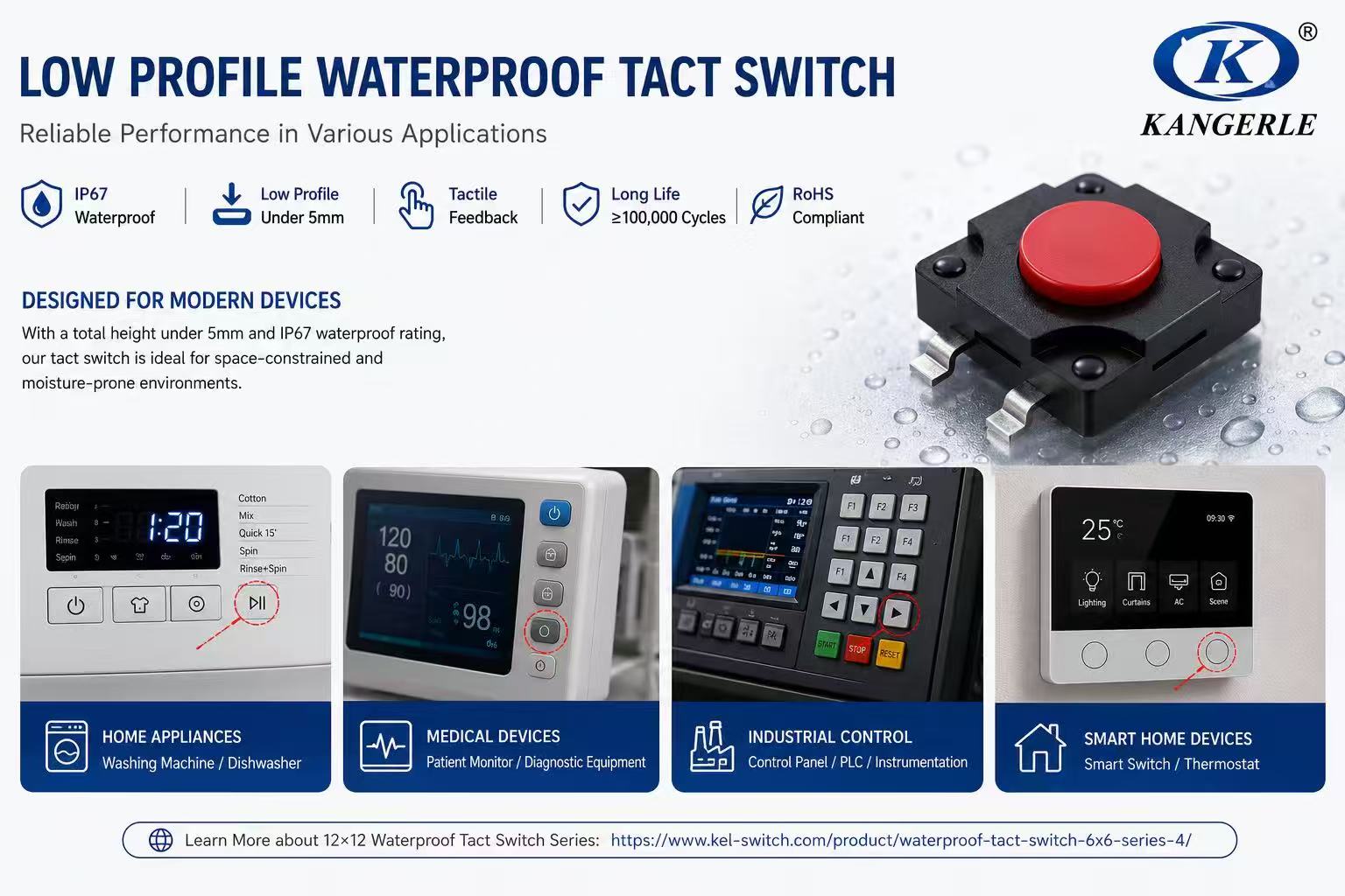 Low-Profile Waterproof Micro Switches Under 5 mm插图 Low-Profile Waterproof Micro Switches Under 5 mm