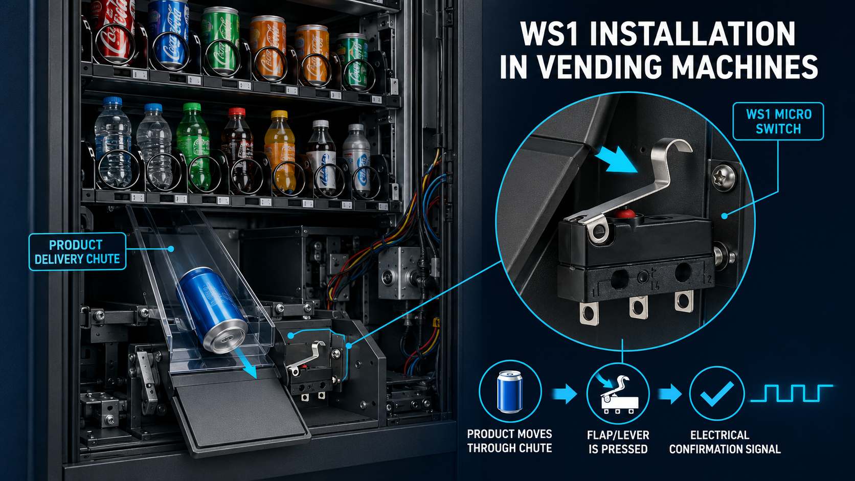 WS1 Waterproof Micro Switch for Reliable Vending Machines插图 WS1 Waterproof Micro Switch for Reliable Vending Machines