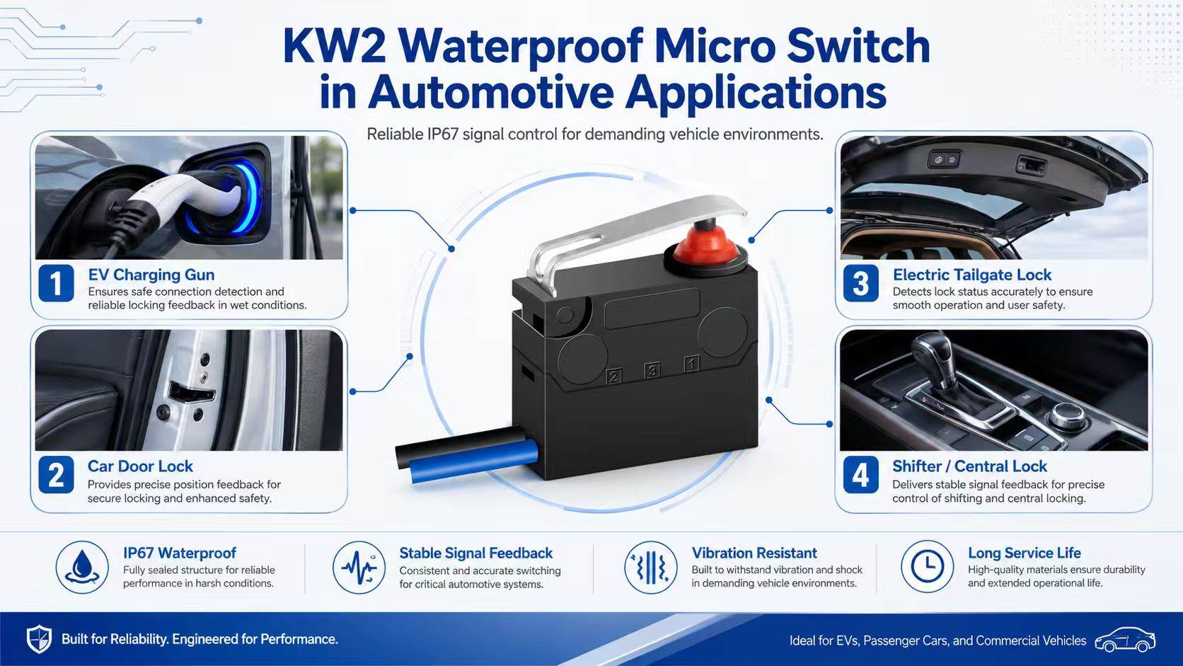Waterproof Micro Switches for Reliable Automotive Control插图 Waterproof Micro Switches for Reliable Automotive Control