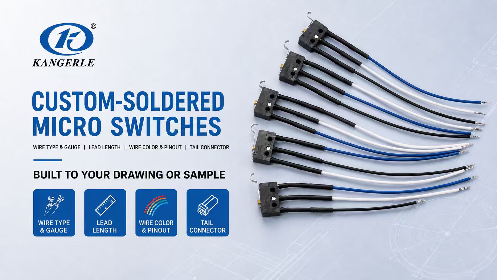 Microswitch Selection Guide: KW3, KW12, KW10 Parameter Comparison and Selection Recommendations插图4 CUSTOM-SOLDERED MICRO SWITCHES