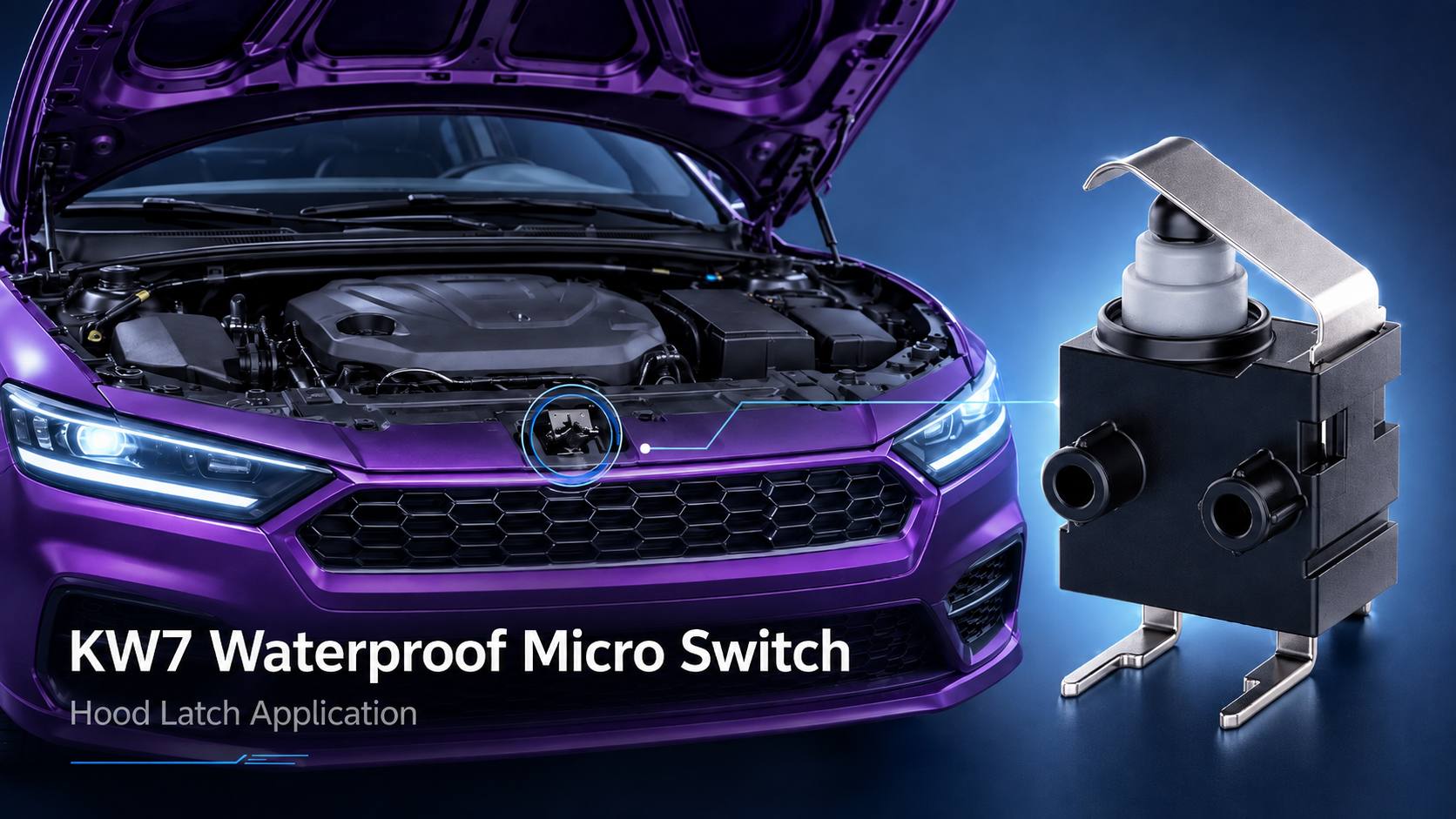 KW7 Waterproof Micro Switch: A Reliable Hood Latch Detection Solution插图 KW7 Waterproof Micro Switch A Reliable Hood Latch Detection Solution