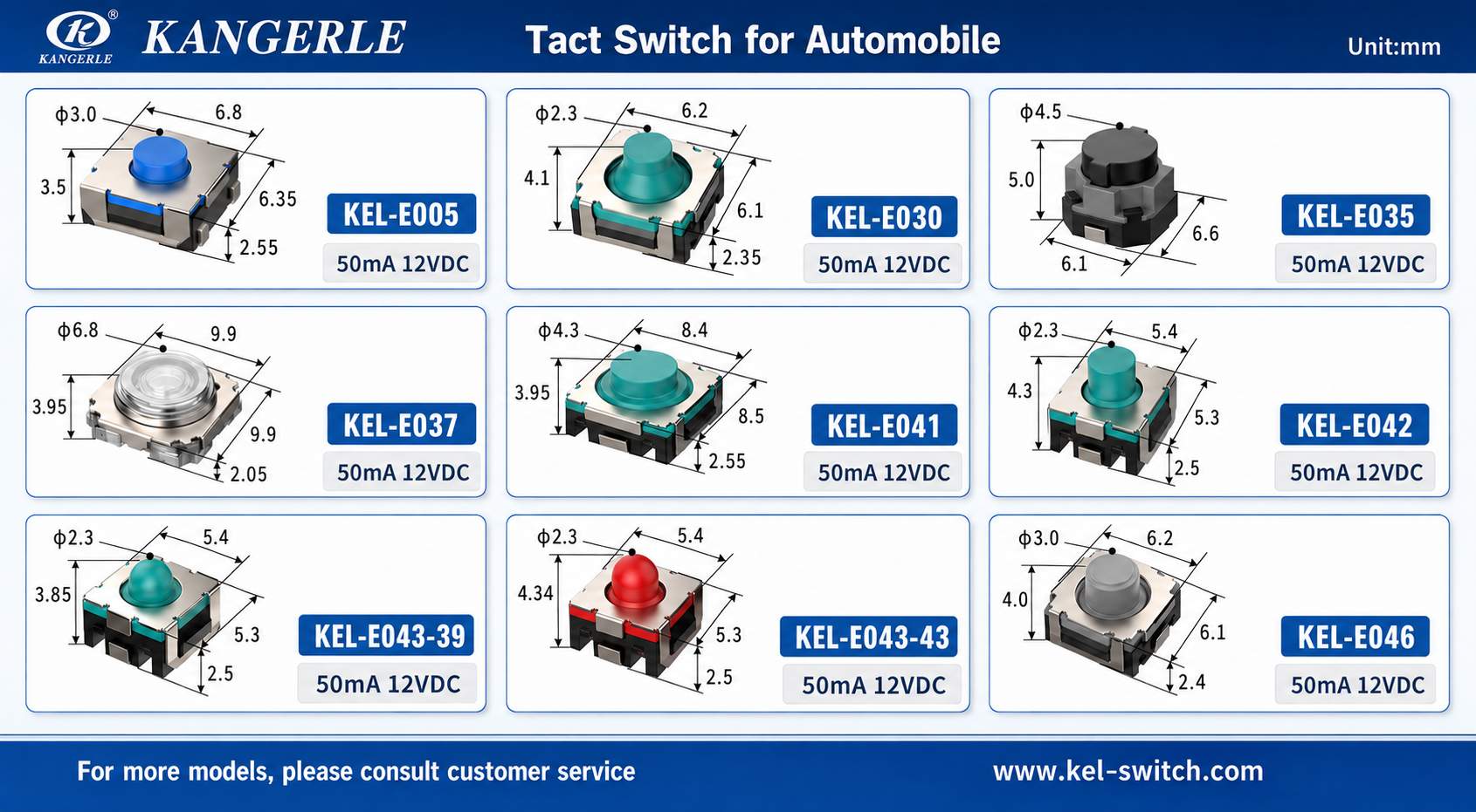 Automotive Tactile Switch Selection Guide: Applications for Steering Wheels, Center Consoles, Power Windows, and Tailgates插图6 Tact Switch for Automobile