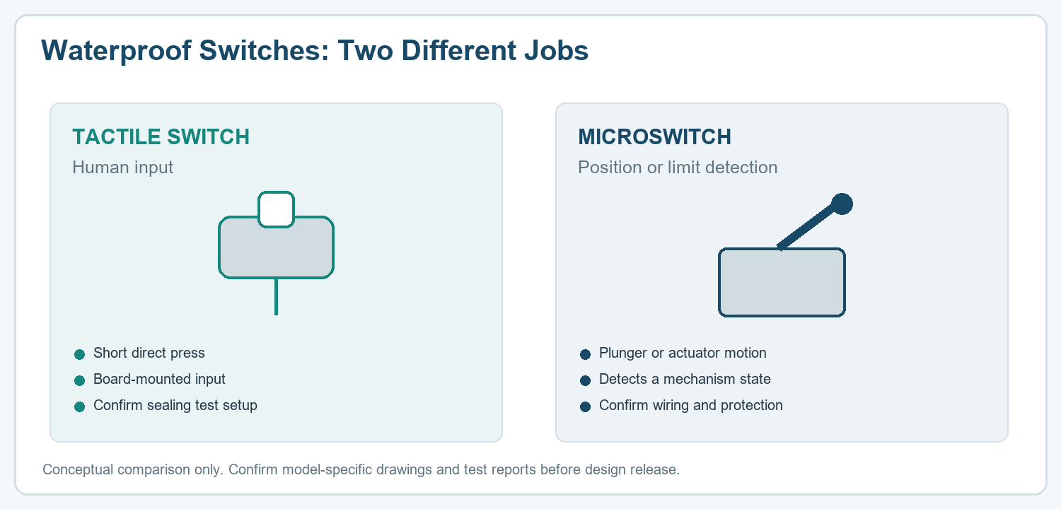 Waterproof Tactile Switch vs Microswitch: What Is the Difference?插图1 Waterproof Tactile Switch vs Microswitch Diagram
