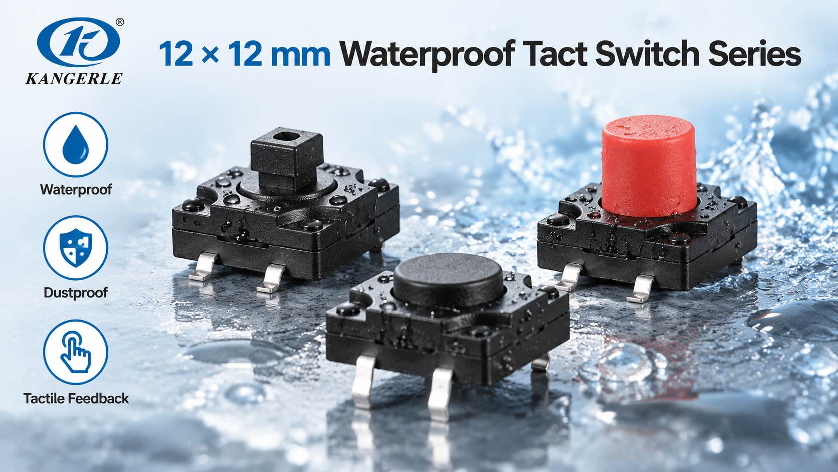 Waterproof Tactile Switch vs Microswitch: What Is the Difference?插图2 waterproof tact switch 12×12 series